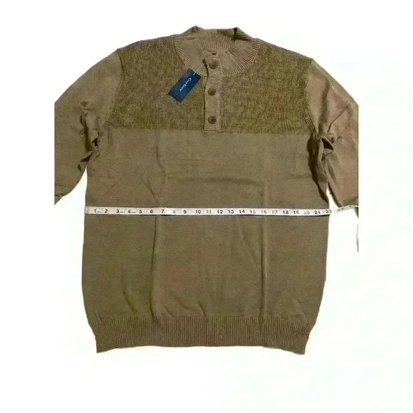 Club Room Mock Neck 3-Button 100% Cotton Pullover Mens Sweater Size L Walnut - Picture 6 of 10